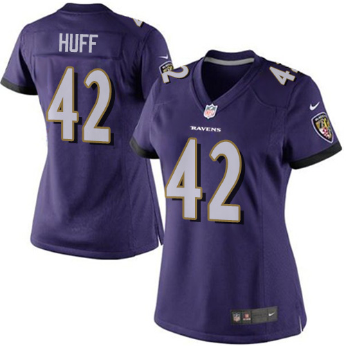 Women's Elite Marqueston Huff Nike Jersey Purple Home - #42 NFL Baltimore Ravens